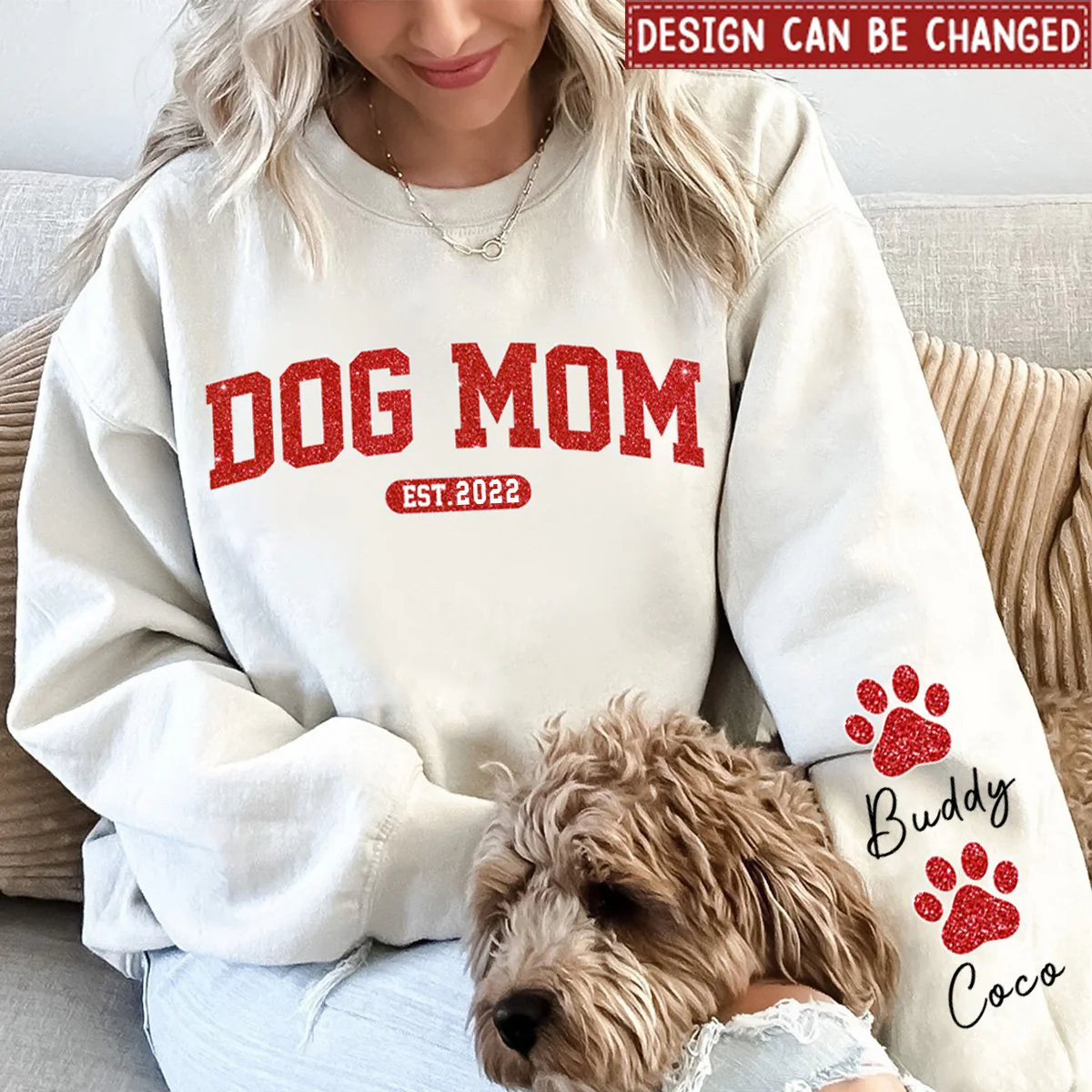 I'm A Cool Dog Mama - Personalized Pet Lovers Sweatshirt With Design On Sleeve - Image 5