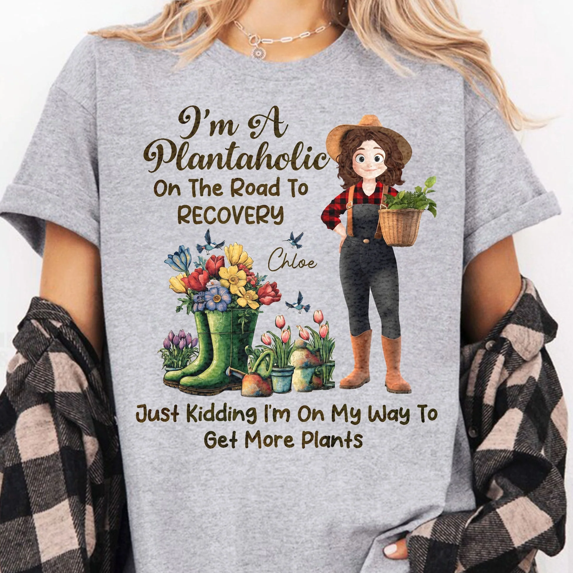 I'm A Plantaholic On The Road To Recovery - Personalized T Shirt - Image 2