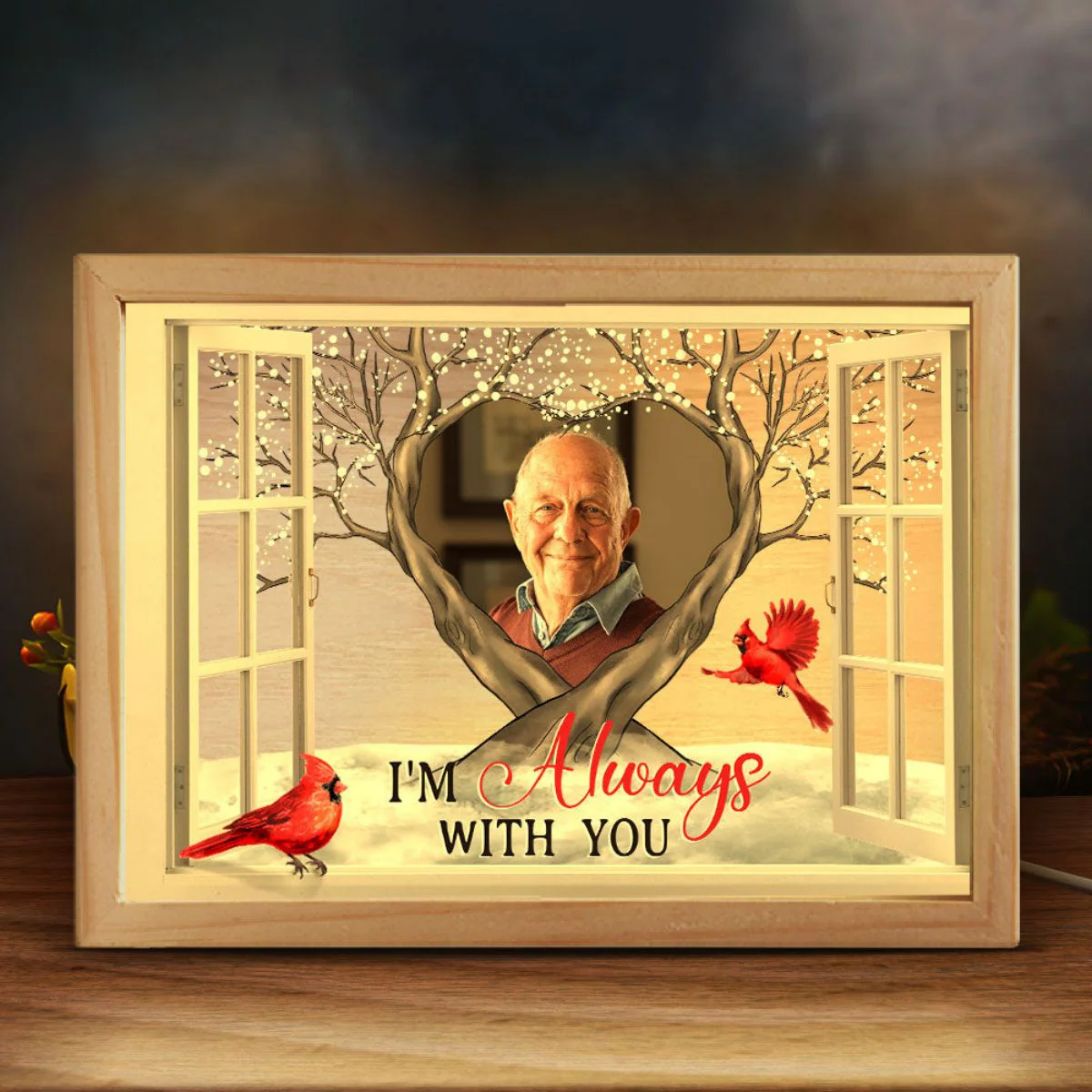 I'm Always With You Cardinal Bird - Personalized Photo Frame Light Box - Image 2
