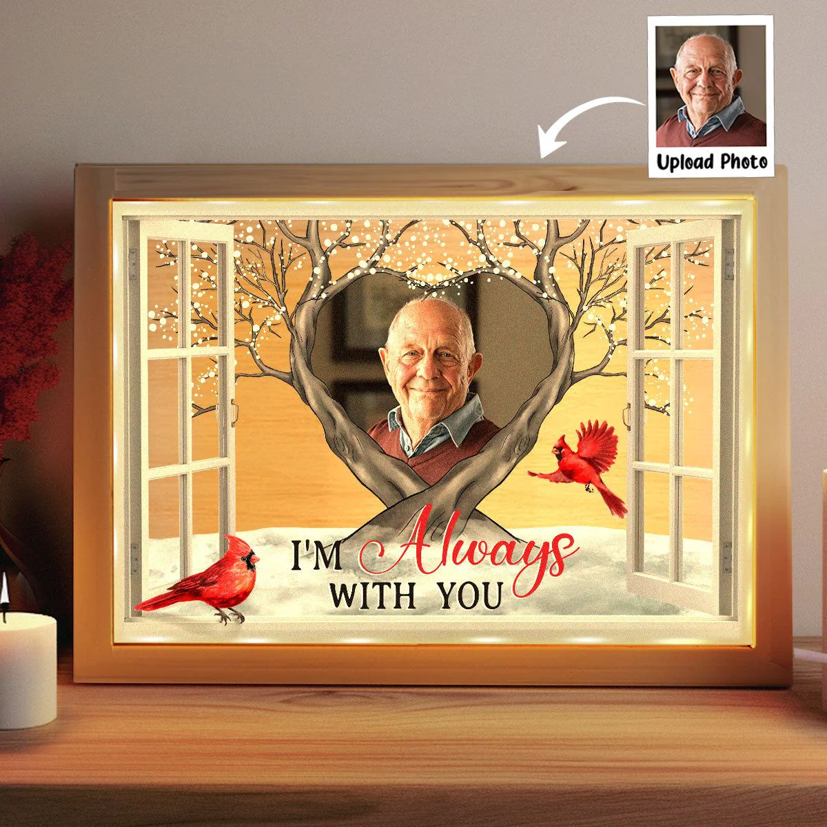 I'm Always With You Cardinal Bird - Personalized Photo Frame Light Box - Image 4