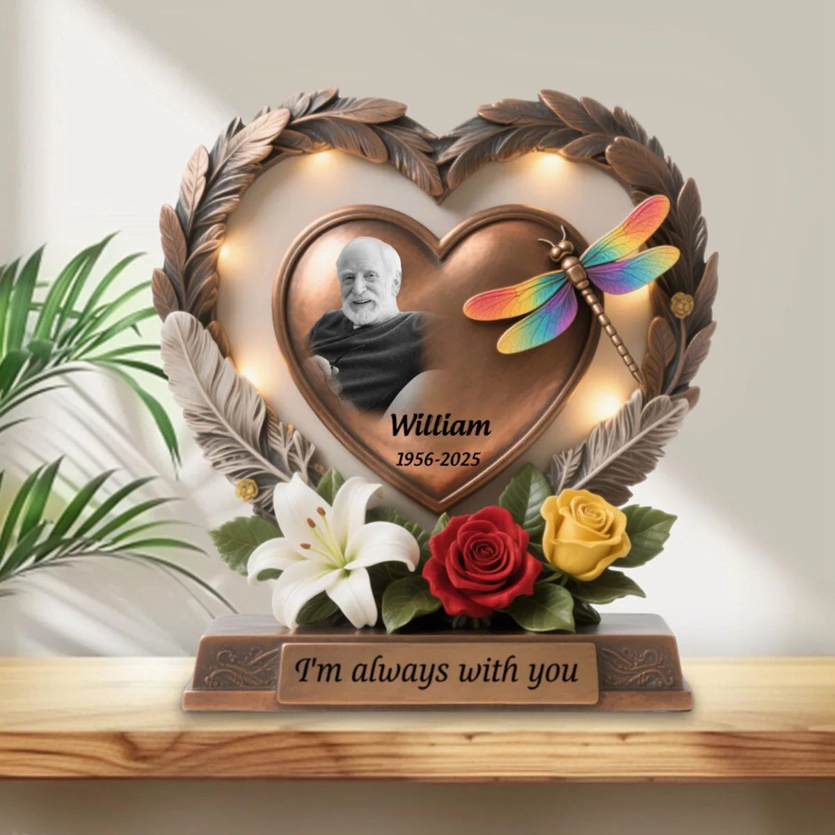 I'm always with you - Personalized Heart Dragonfly Memorial Acrylic Plaque - Image 2