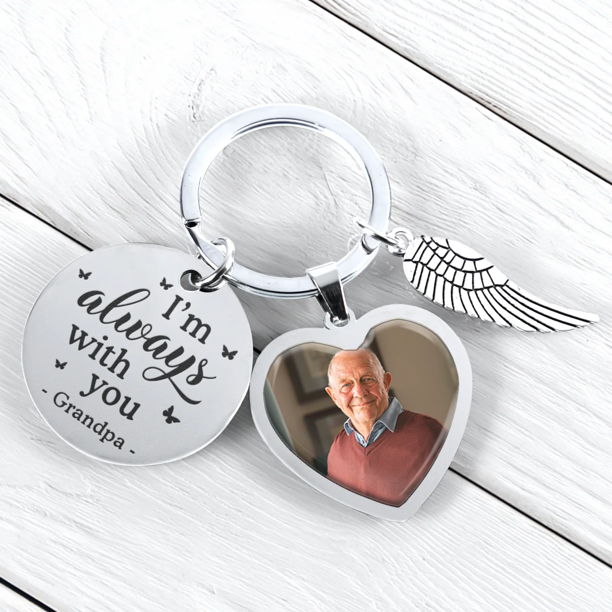 I'm Always With You - Personalized Heart Photo Keychain - Image 3