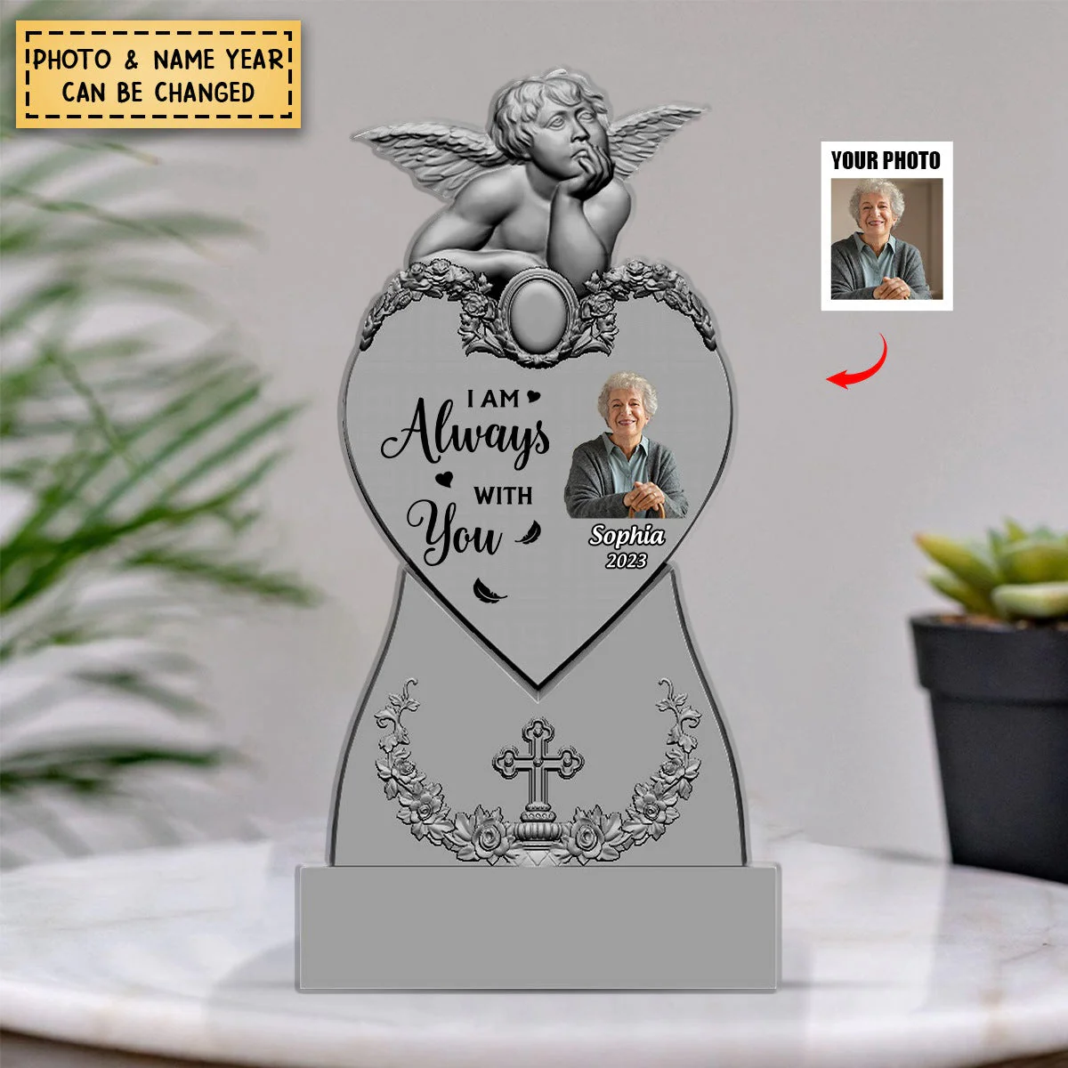I'm Always With You -Personalized Memorial Angel Acrylic Plaque - Image 3