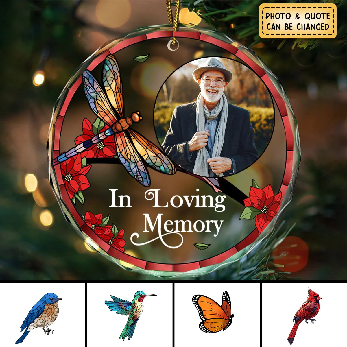 I'm Always With You Personalized Memorial Circle Glass Ornament - Image 2