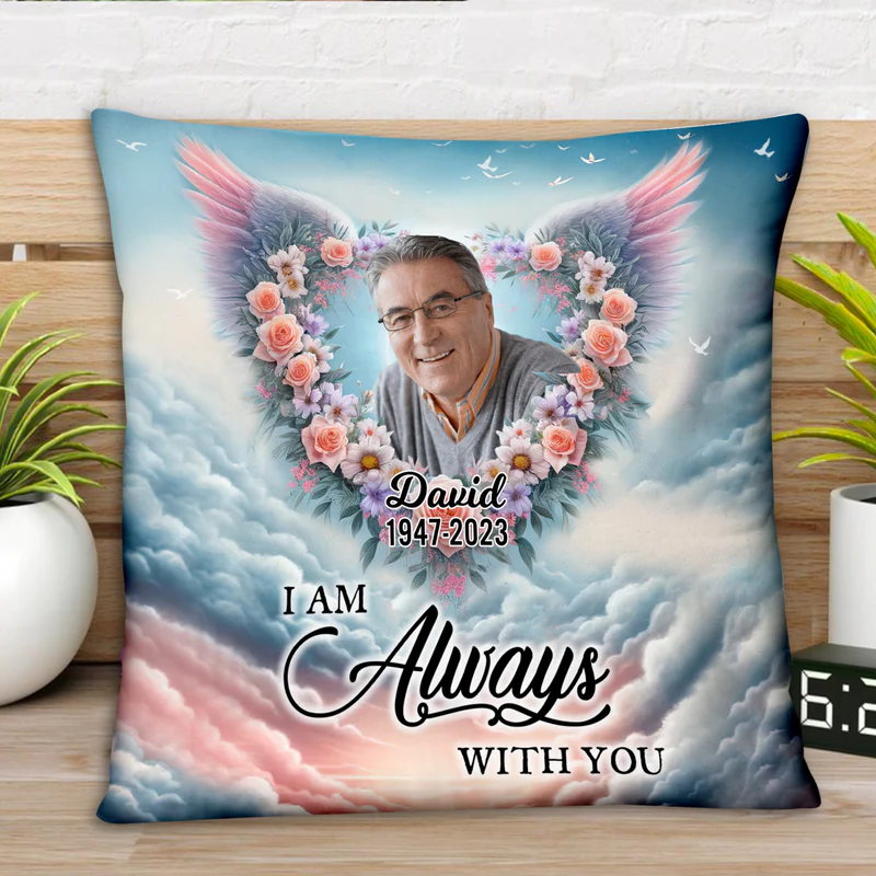 I'm Always With You - Personalized Memorial Photo Heart Pillow - Image 3