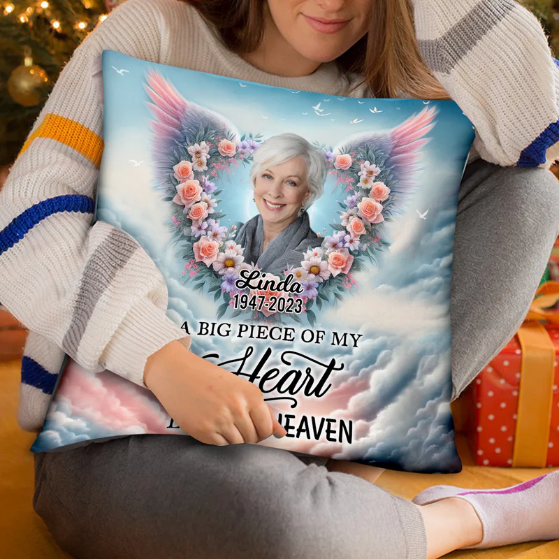 I'm Always With You - Personalized Memorial Photo Heart Pillow - Image 4