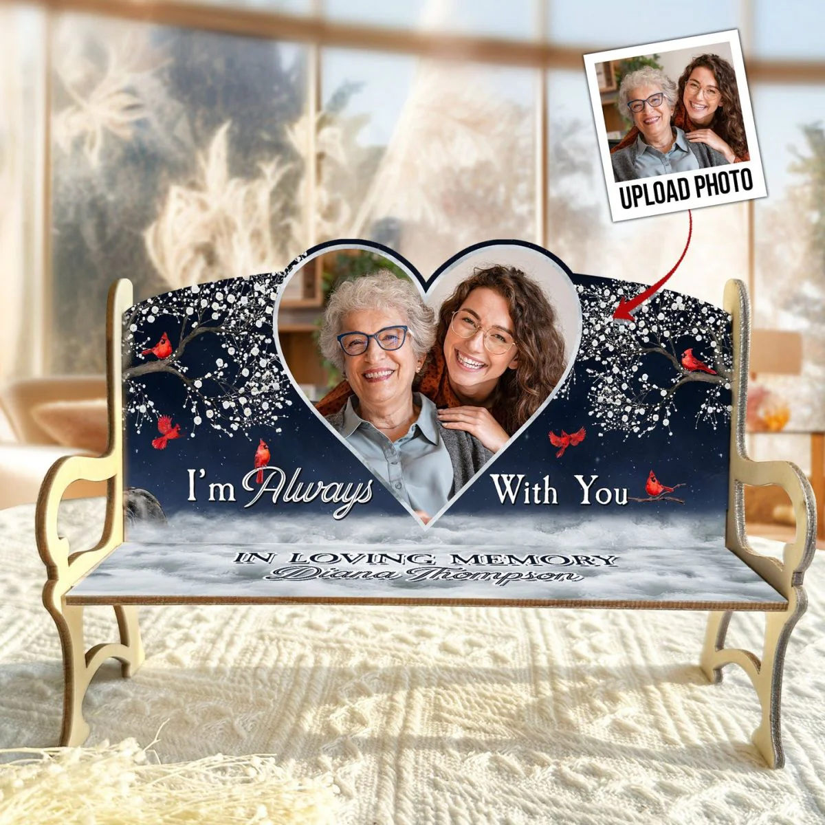 I'm Always With You - Personalized Photo Memorial Bench - Image 4