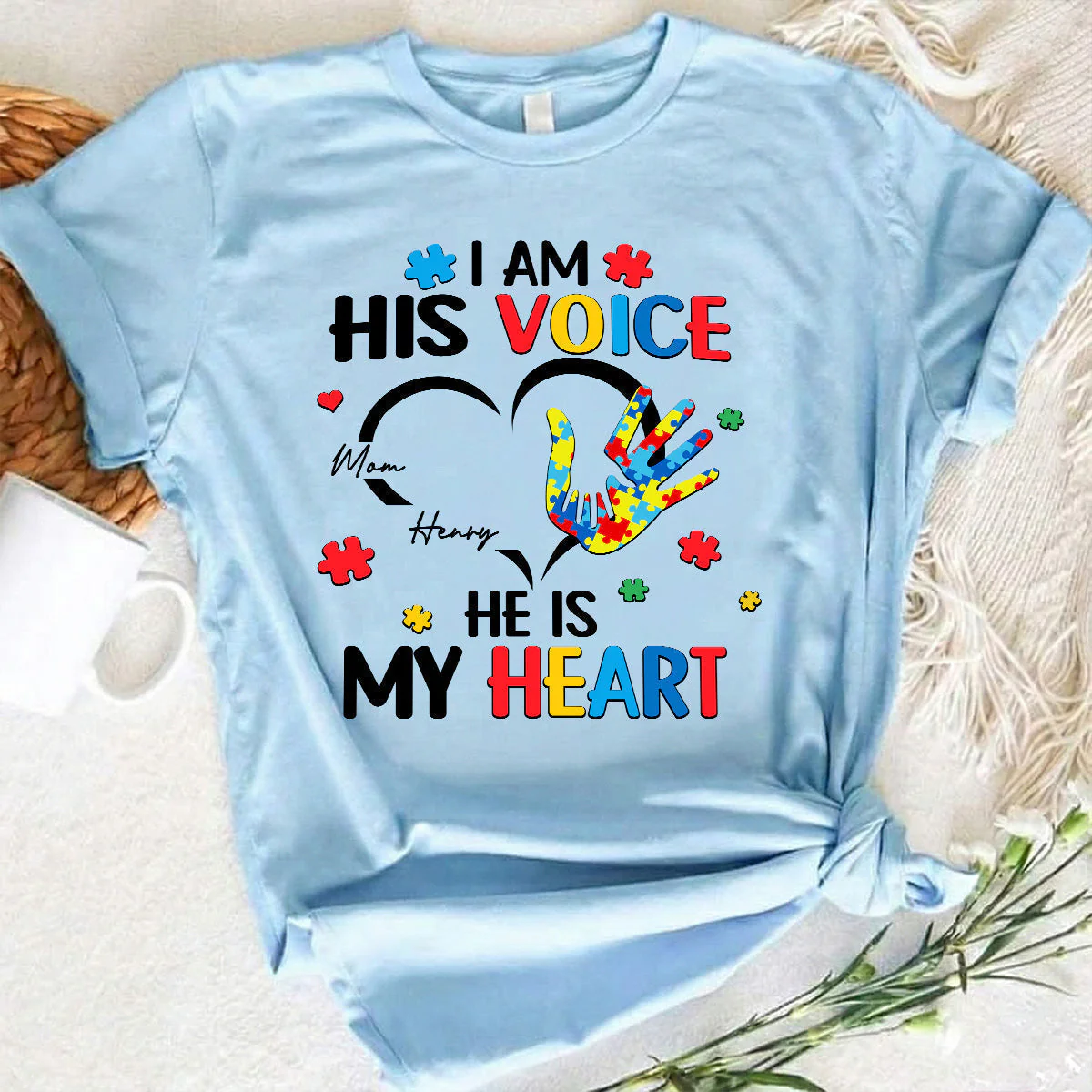 I'm His Voice He's My Heart Autism - Personalized Shirt - Autism Awareness - Image 2