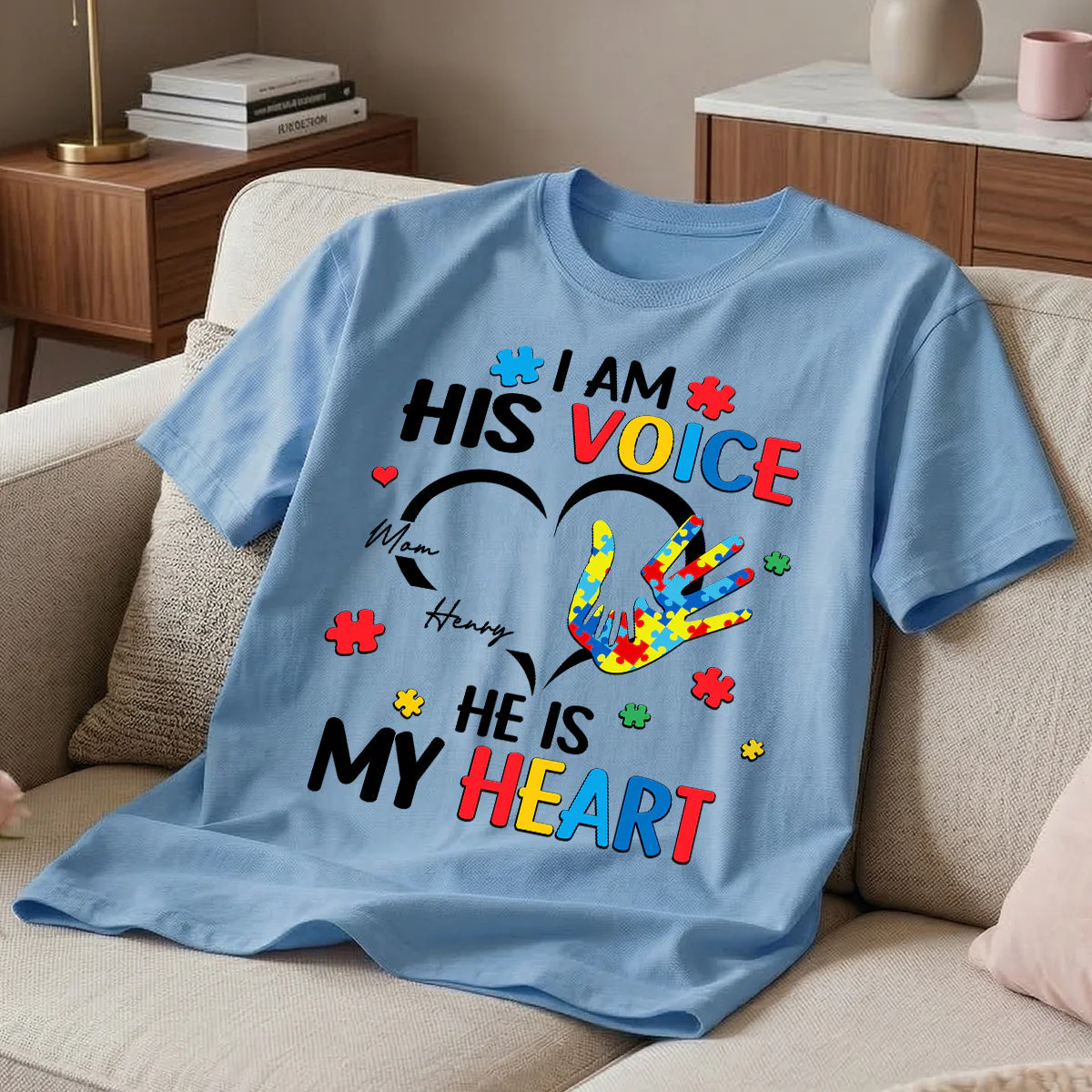I'm His Voice He's My Heart Autism - Personalized Shirt - Autism Awareness - Image 4