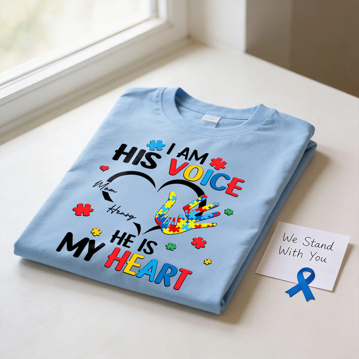 I'm His Voice He's My Heart Autism - Personalized Shirt - Autism Awareness - Image 5