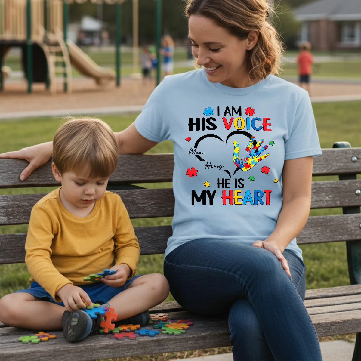 I'm His Voice He's My Heart Autism - Personalized Shirt - Autism Awareness - Image 6