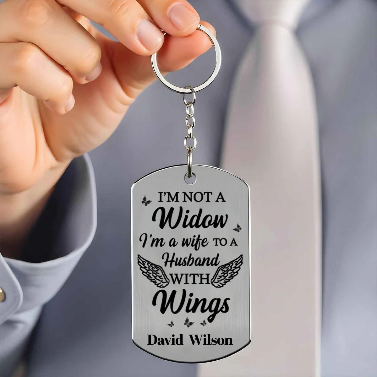 I'm Not A Widow, I'm A Wife To A Husband With Wings - Personalized Stainless Steel Keychain, Photo Gift For Widows - Image 3