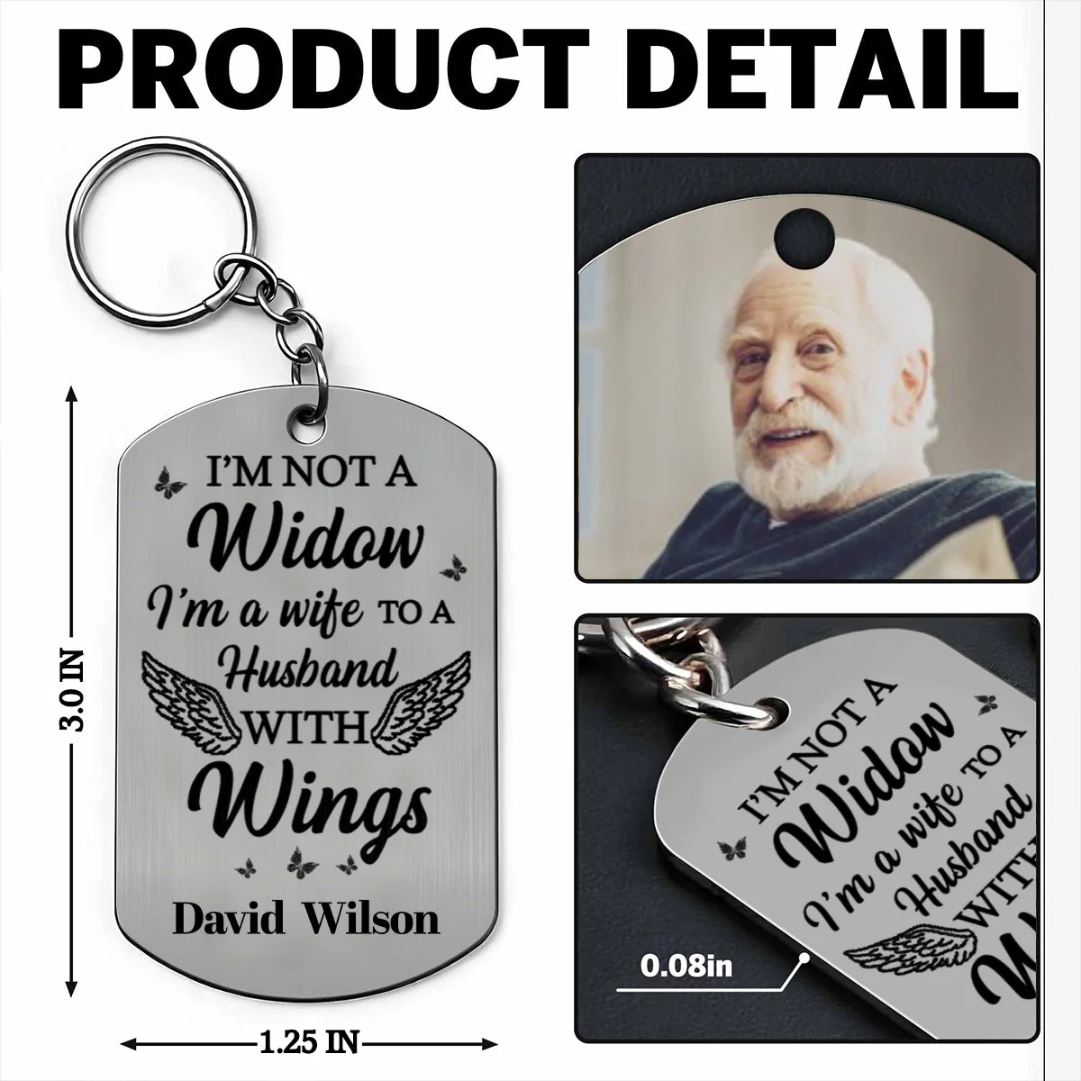 I'm Not A Widow, I'm A Wife To A Husband With Wings - Personalized Stainless Steel Keychain, Photo Gift For Widows - Image 7