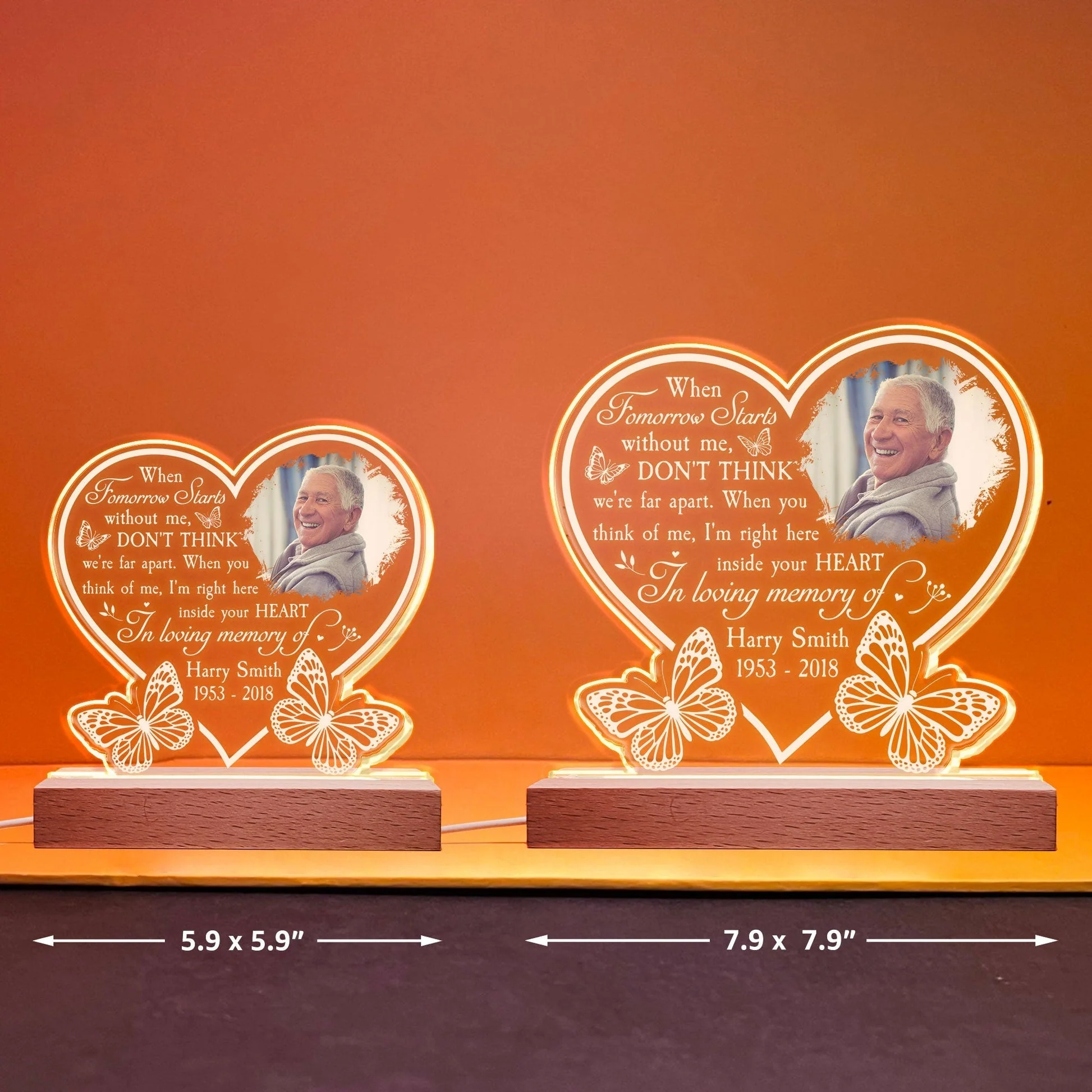 I'm Right Here Inside Your Heart - Personalized Photo Acrylic Block LED Night Light - Image 6