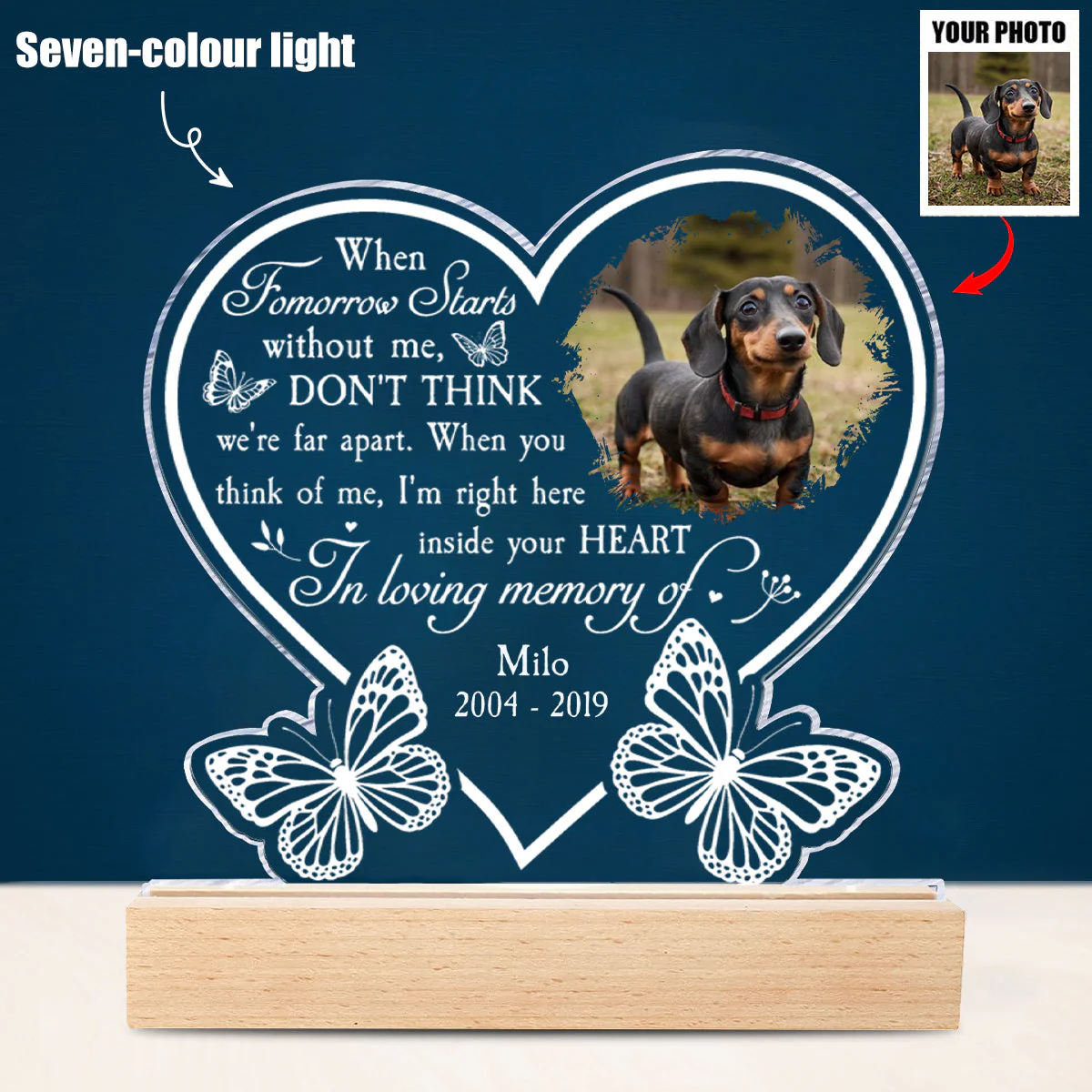 I'm Right Here Inside Your Heart - Personalized Photo Acrylic Block LED Night Light - Image 7