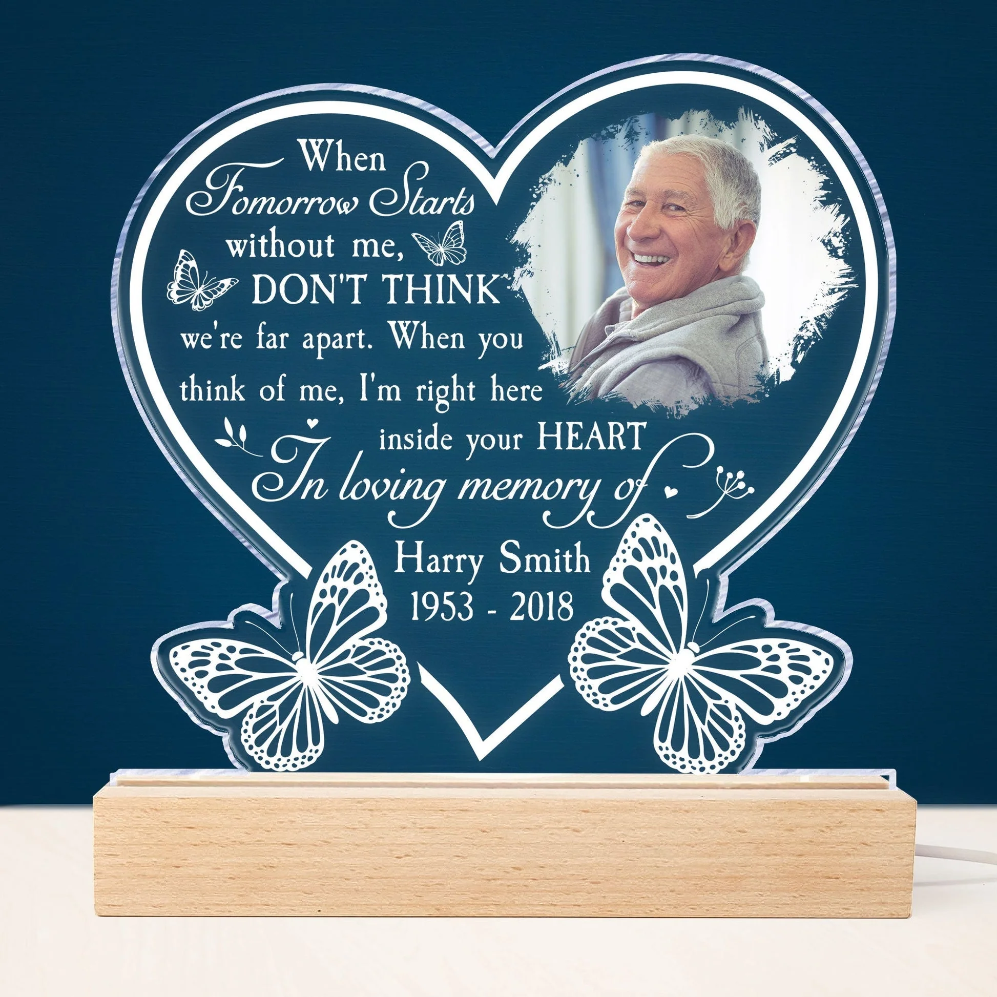 I'm Right Here Inside Your Heart - Personalized Photo Acrylic Block LED Night Light - Image 8