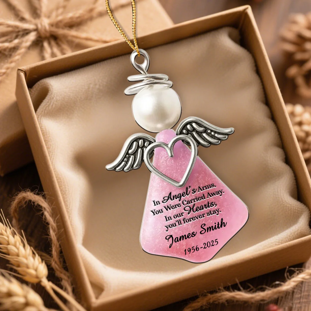 In Angel's Arms Memorial Personalized Acrylic Ornament - Image 2
