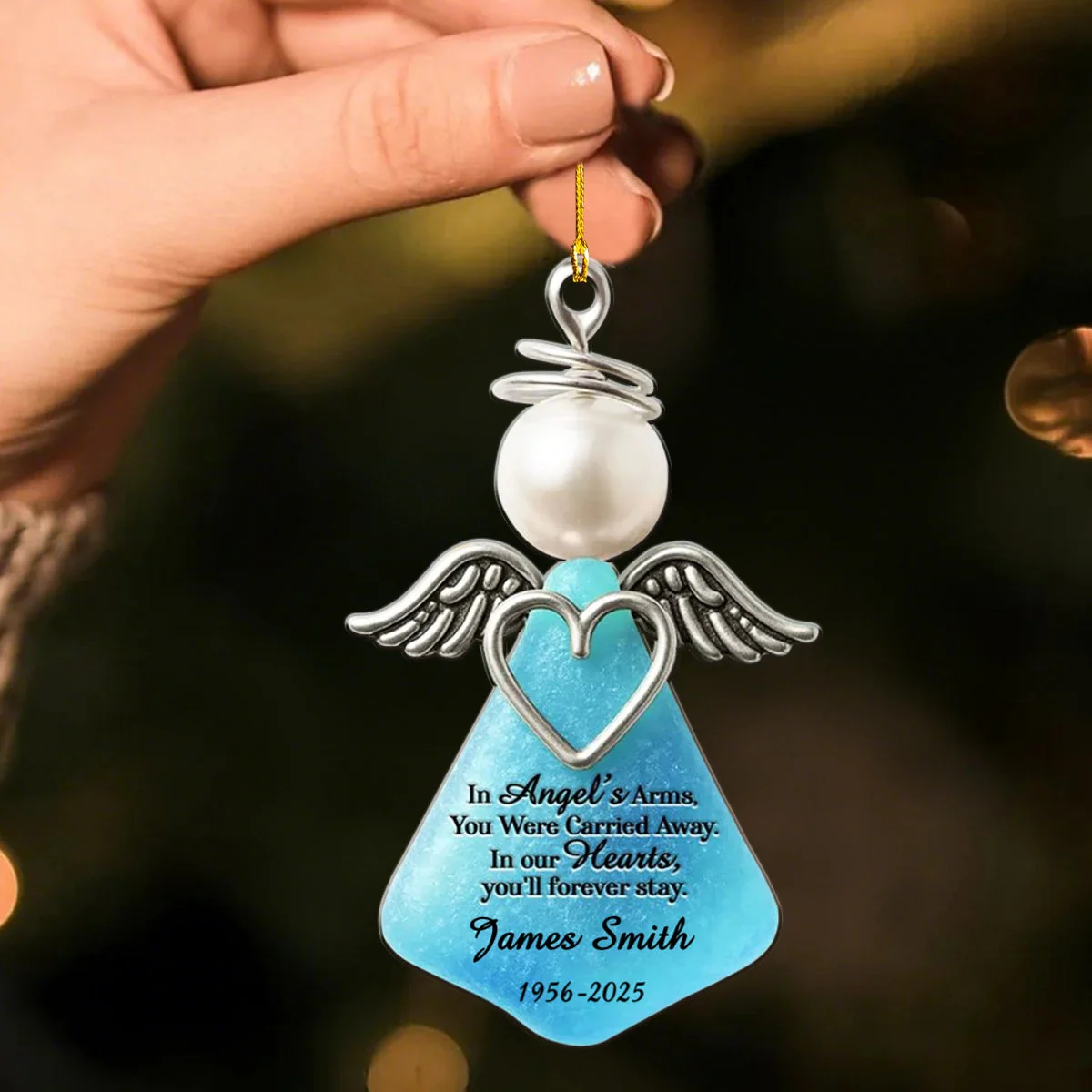 In Angel's Arms Memorial Personalized Acrylic Ornament - Image 4
