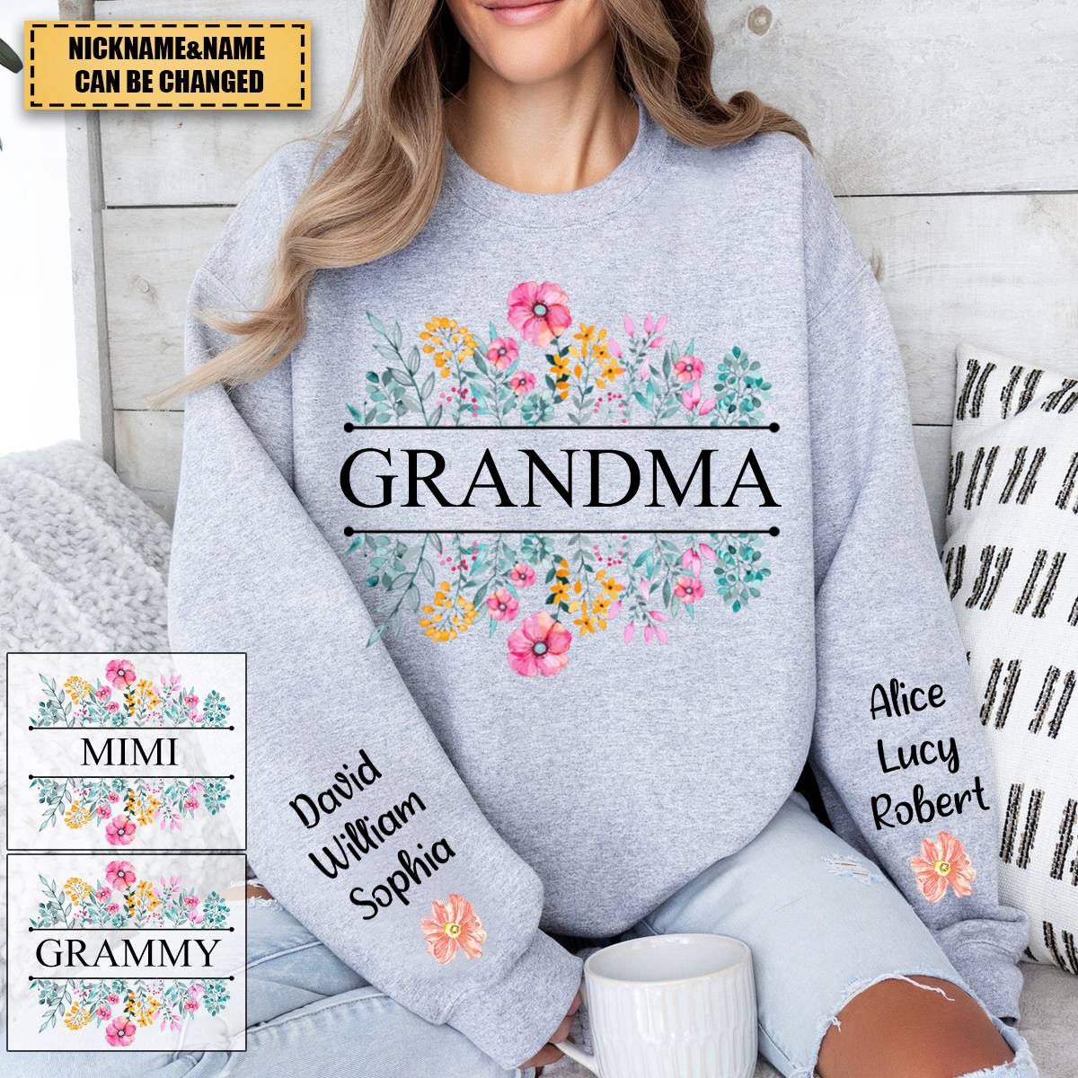 In Grandma's Garden, Love Grows Like Flowers - Family Personalized Sweatshirt - Image 2