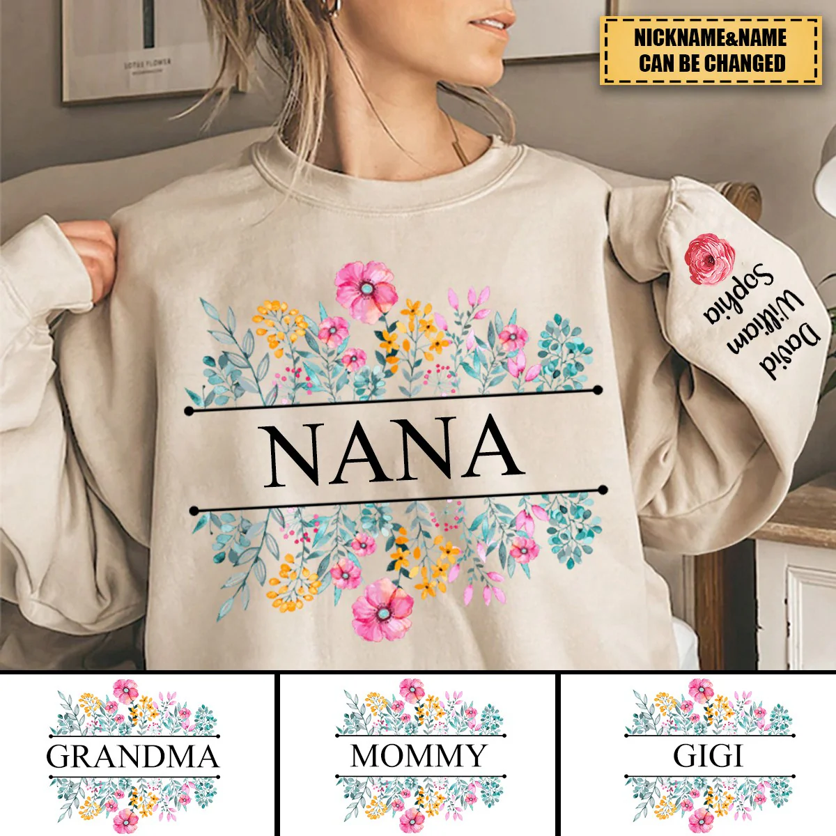 In Grandma's Garden, Love Grows Like Flowers - Family Personalized Sweatshirt - Image 4