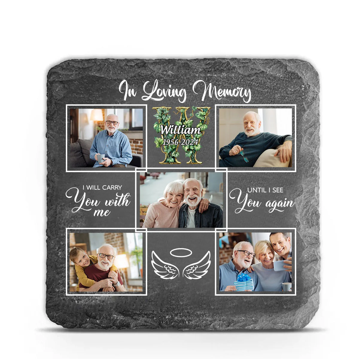 In Loving Memory - Custom Photo Monogram - Personalized Memorial Stone