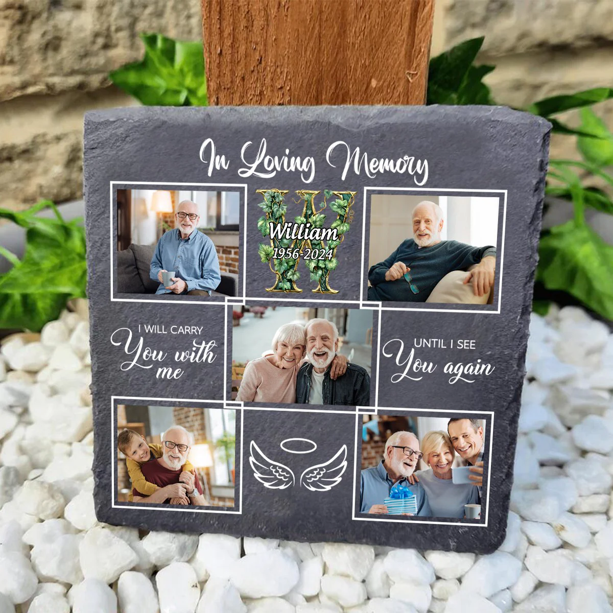 In Loving Memory - Custom Photo Monogram - Personalized Memorial Stone - Image 10