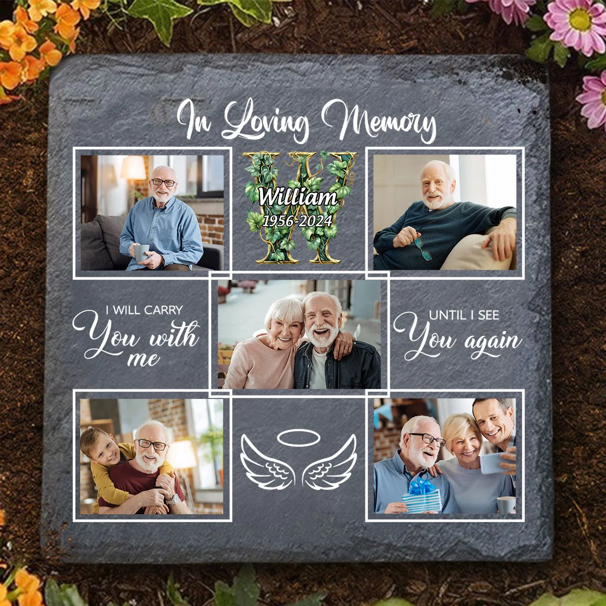 In Loving Memory - Custom Photo Monogram - Personalized Memorial Stone - Image 12