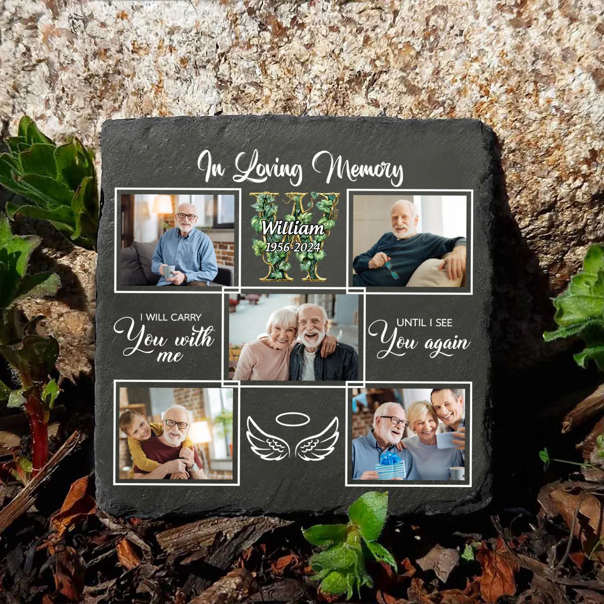 In Loving Memory - Custom Photo Monogram - Personalized Memorial Stone - Image 3