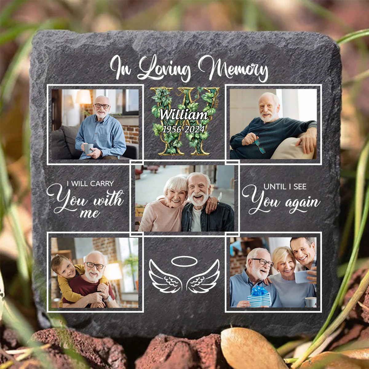 In Loving Memory - Custom Photo Monogram - Personalized Memorial Stone - Image 4
