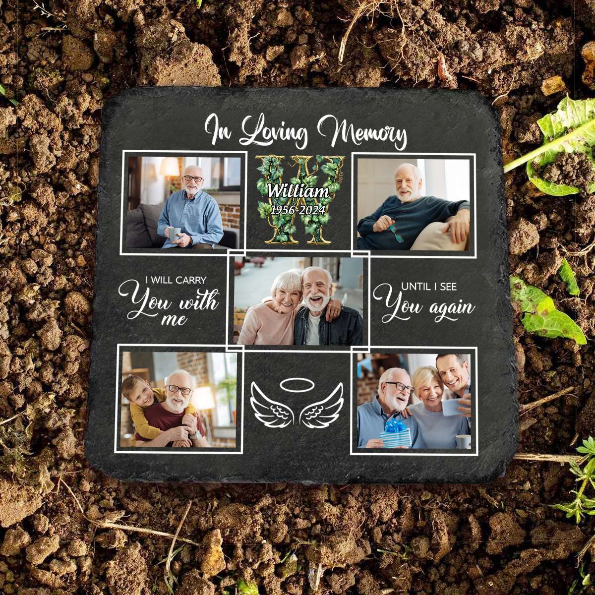 In Loving Memory - Custom Photo Monogram - Personalized Memorial Stone - Image 5