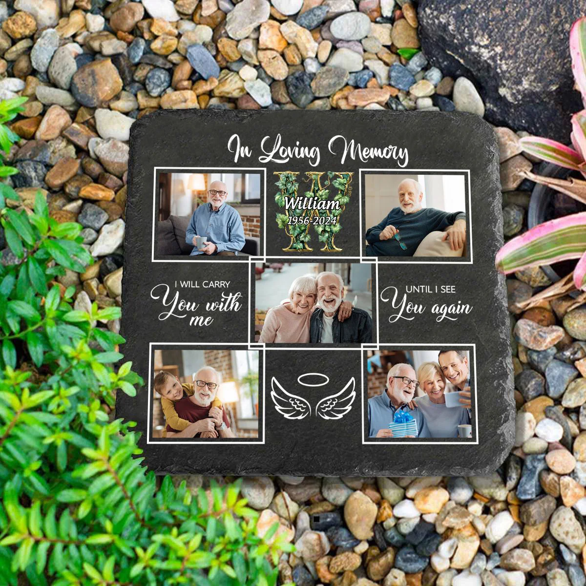 In Loving Memory - Custom Photo Monogram - Personalized Memorial Stone - Image 7