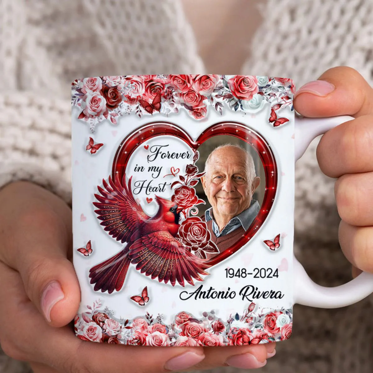 In Loving Memory Forever In My Heart Cardinal Bird Personalized Mug - Image 2