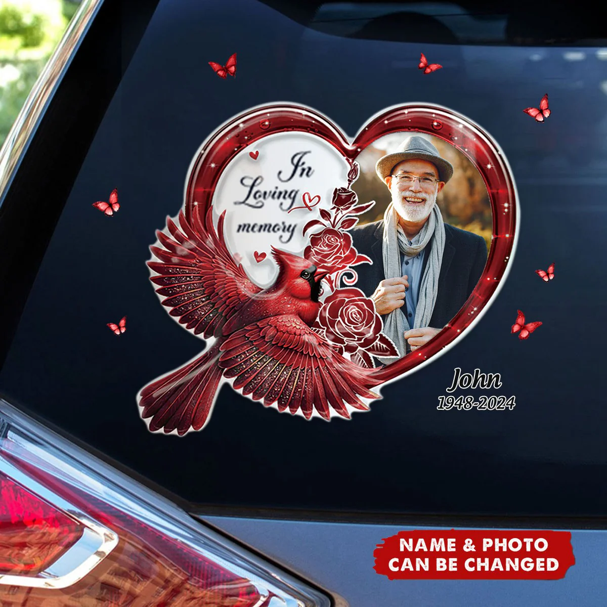 In Loving Memory Forever In My Heart Cardinal Bird Personalized Sticker - Image 2