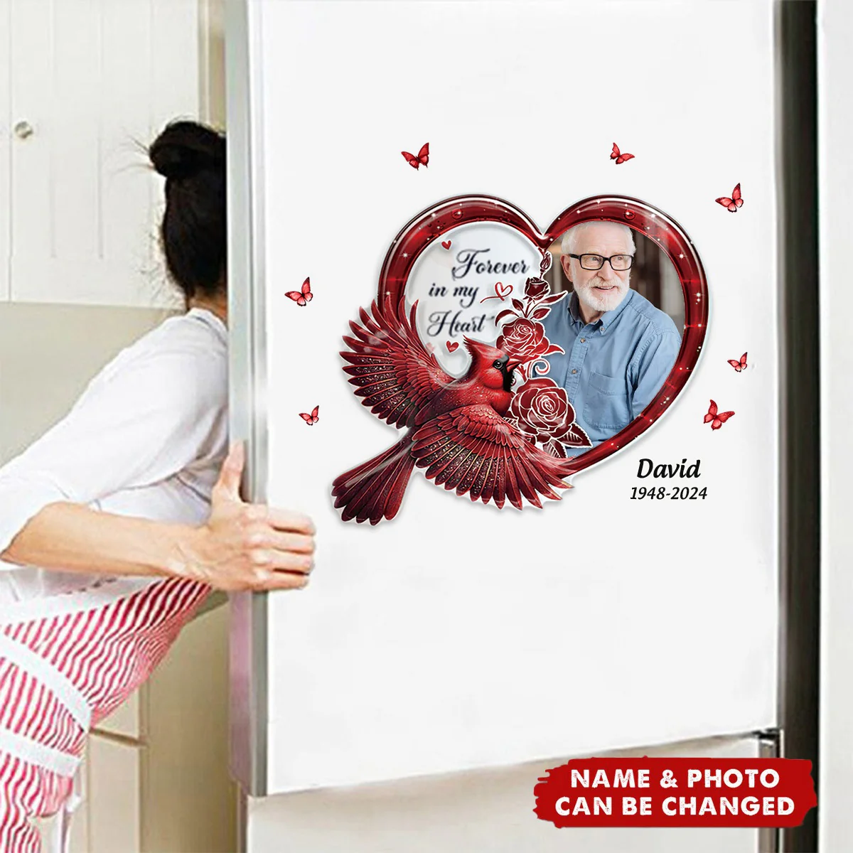 In Loving Memory Forever In My Heart Cardinal Bird Personalized Sticker - Image 3