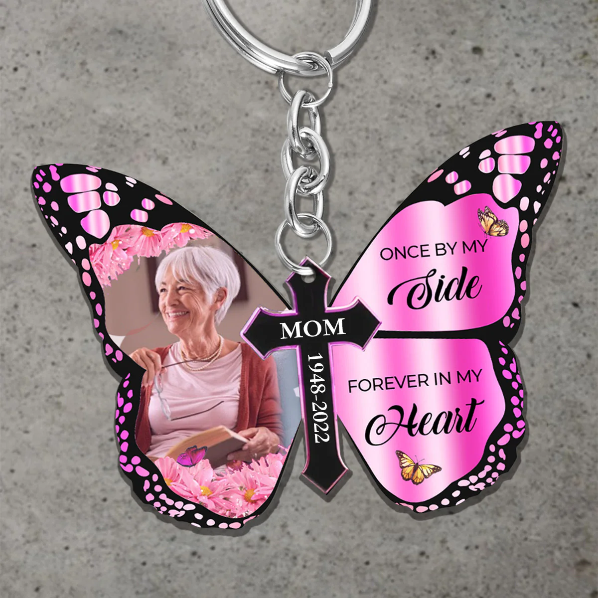 In Loving Memory Gifts – God Has You In His Arms Personalized Custom Butterfly Keychain - Image 3
