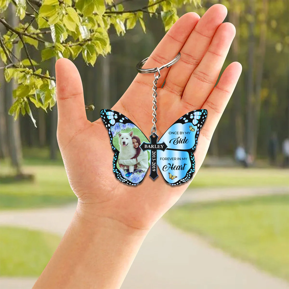 In Loving Memory Gifts – God Has You In His Arms Personalized Custom Butterfly Keychain - Image 4