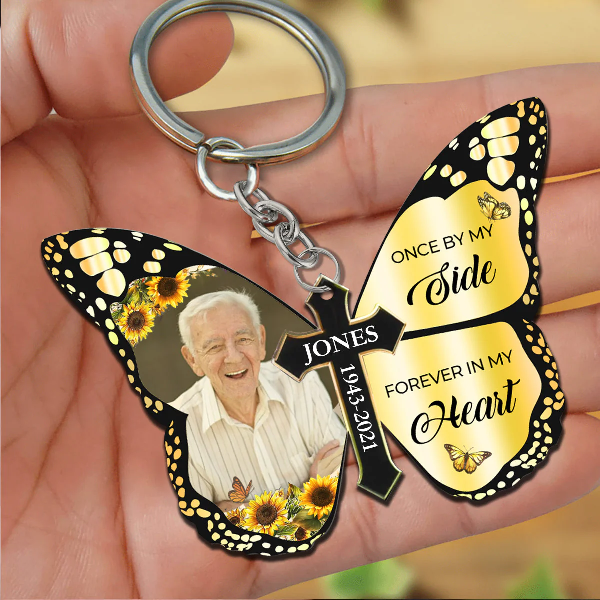 In Loving Memory Gifts – God Has You In His Arms Personalized Custom Butterfly Keychain - Image 5