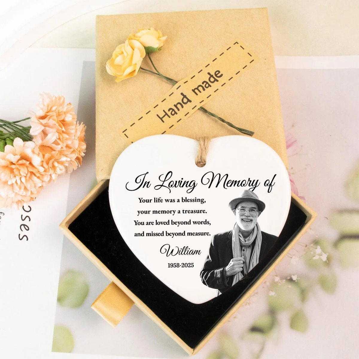 In Loving Memory Of Your Life Was A Blessing, Personalized Ceramic Ornament, Gift For Bereaved Family - Image 2