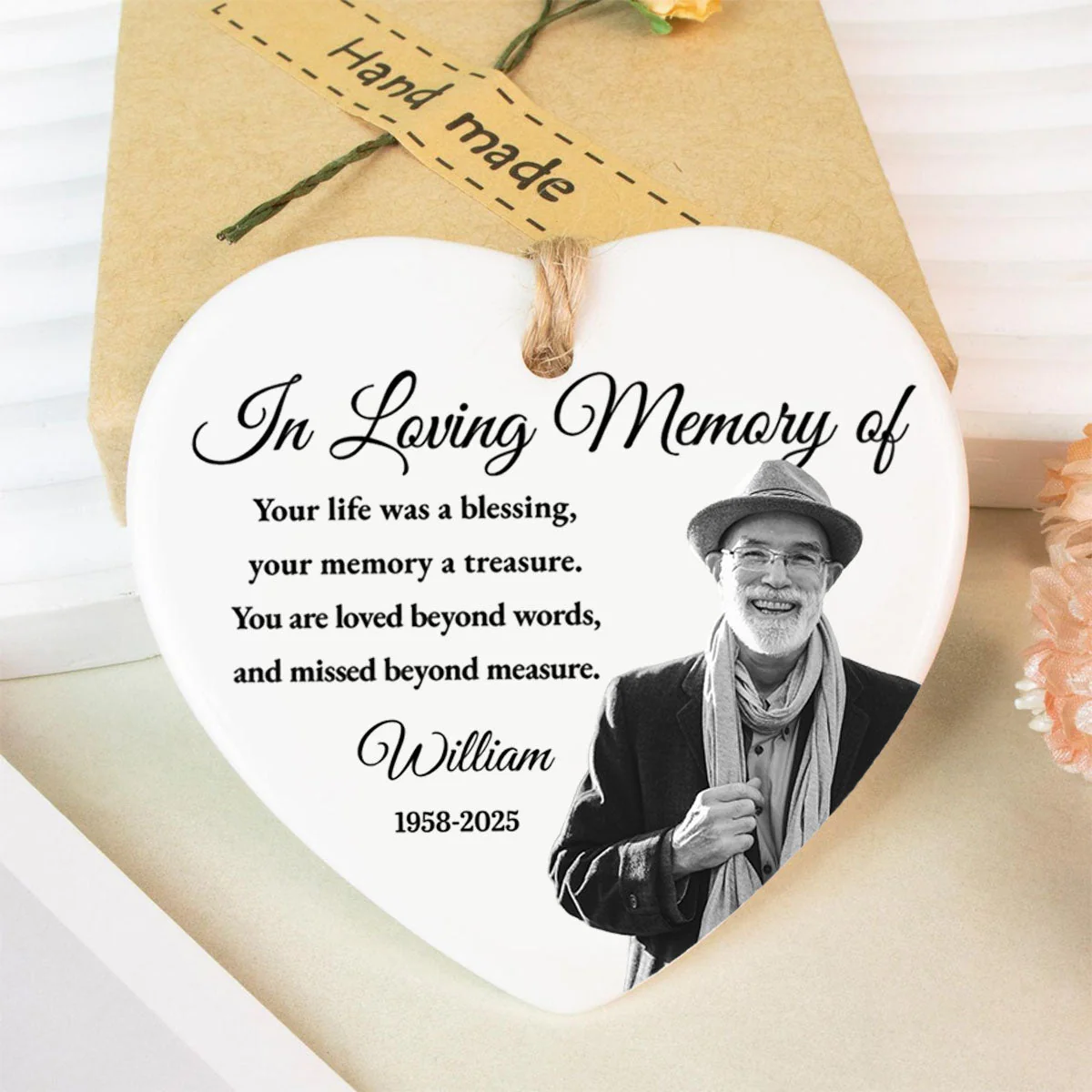 In Loving Memory Of Your Life Was A Blessing, Personalized Ceramic Ornament, Gift For Bereaved Family - Image 3