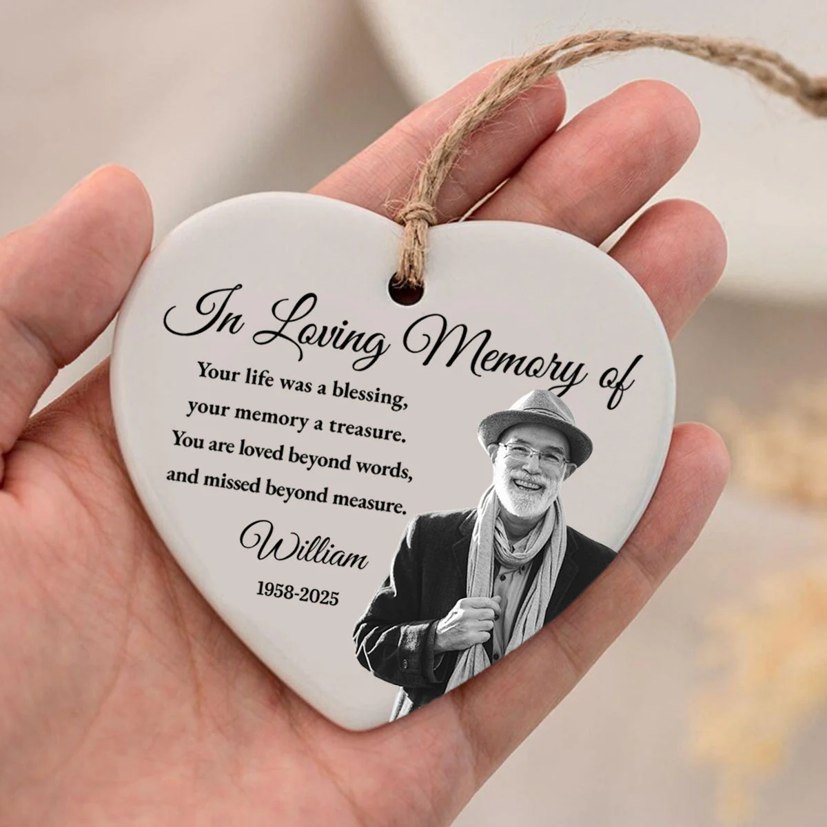 In Loving Memory Of Your Life Was A Blessing, Personalized Ceramic Ornament, Gift For Bereaved Family - Image 4