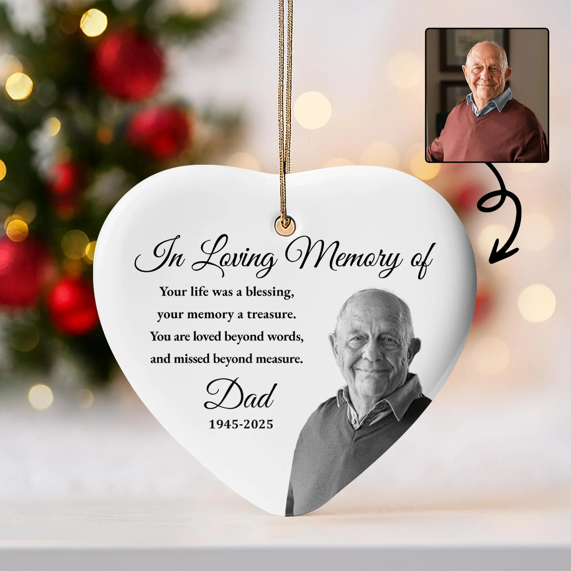 In Loving Memory Of Your Life Was A Blessing, Personalized Ceramic Ornament, Gift For Bereaved Family - Image 5