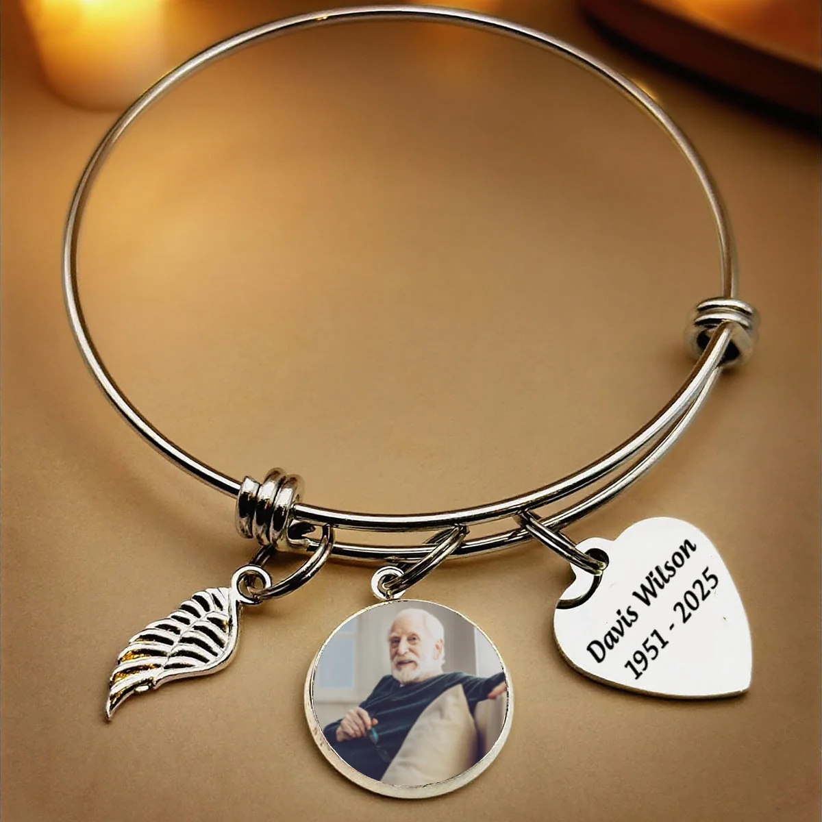 In Loving Memory Personalized Heart Charm Memorial Bracelet - Image 2