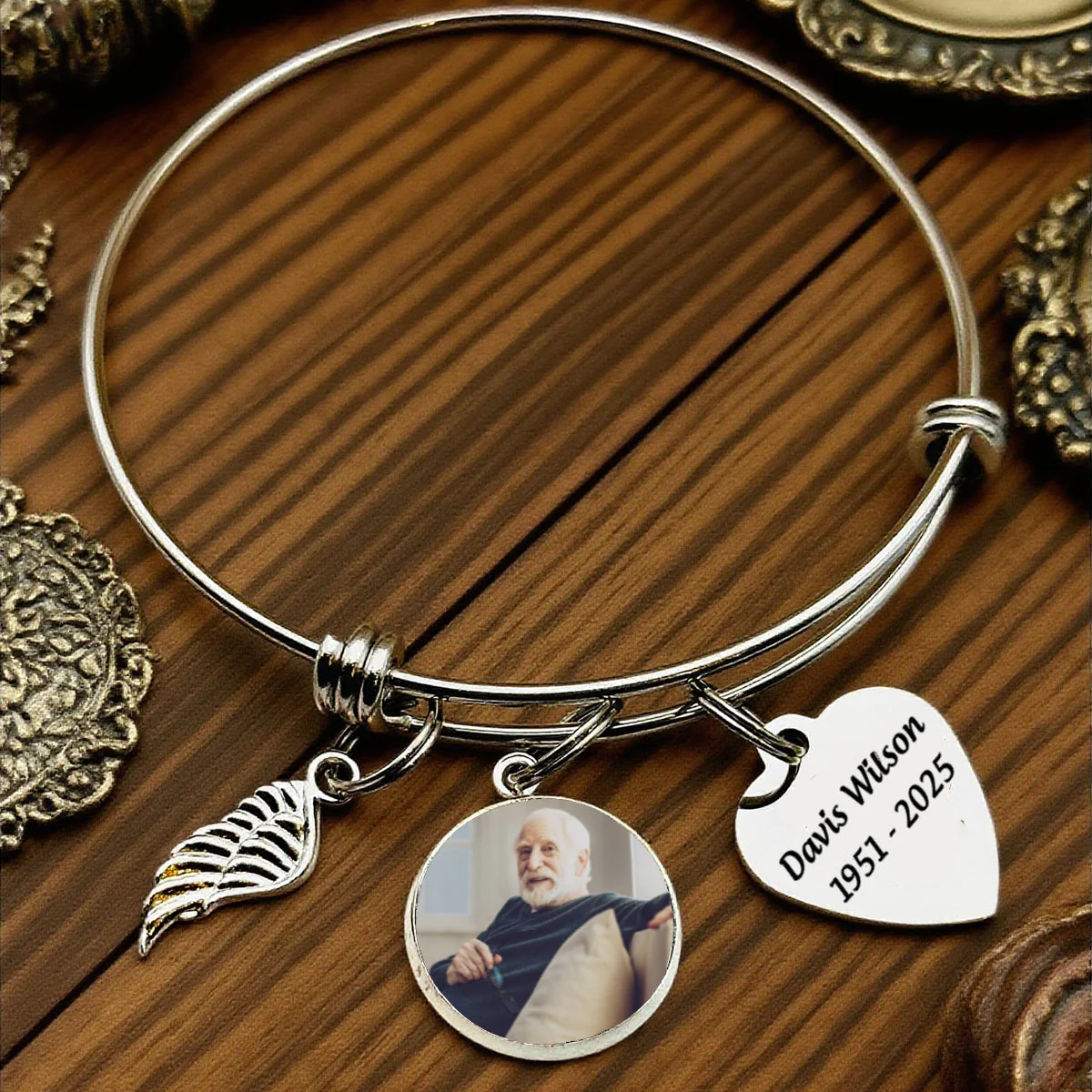 In Loving Memory Personalized Heart Charm Memorial Bracelet - Image 3