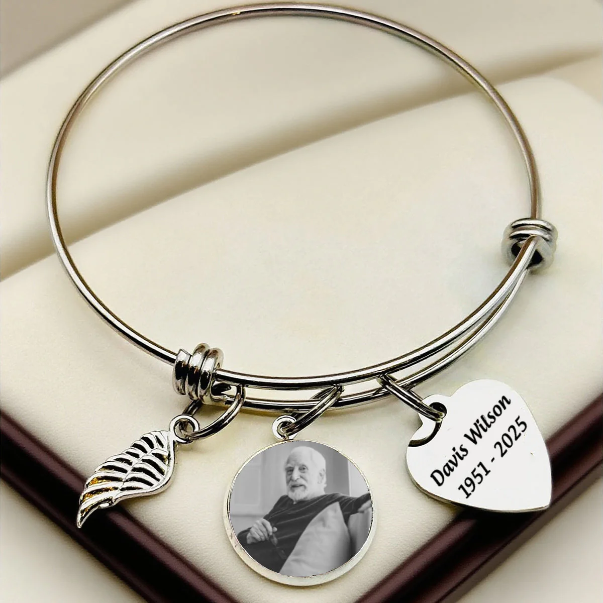 In Loving Memory Personalized Heart Charm Memorial Bracelet - Image 4