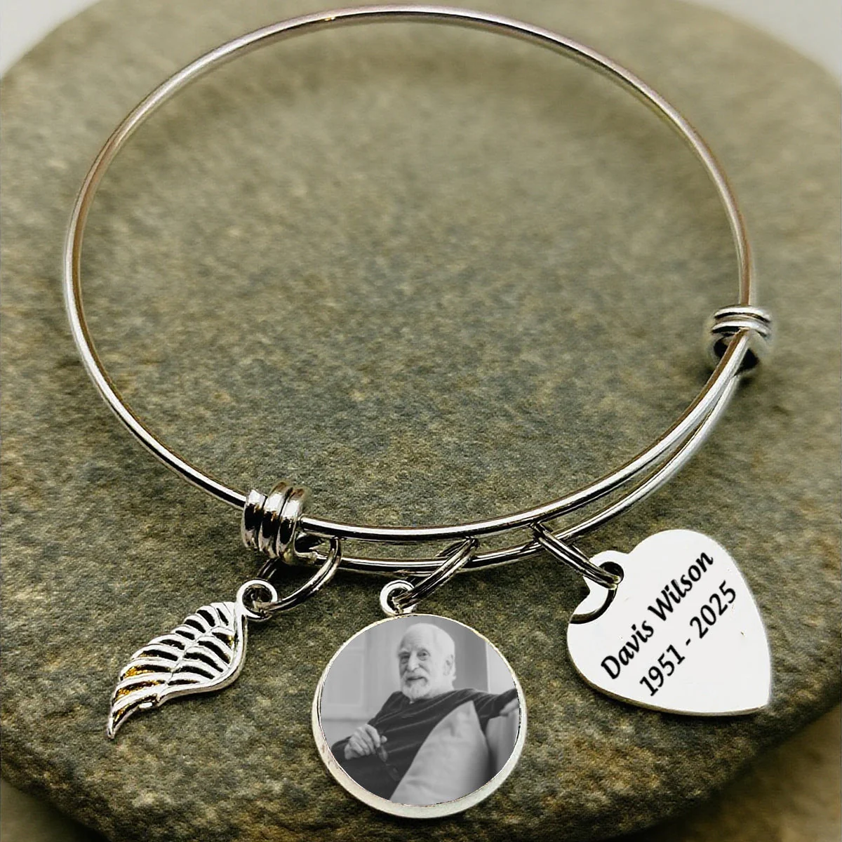 In Loving Memory Personalized Heart Charm Memorial Bracelet - Image 5
