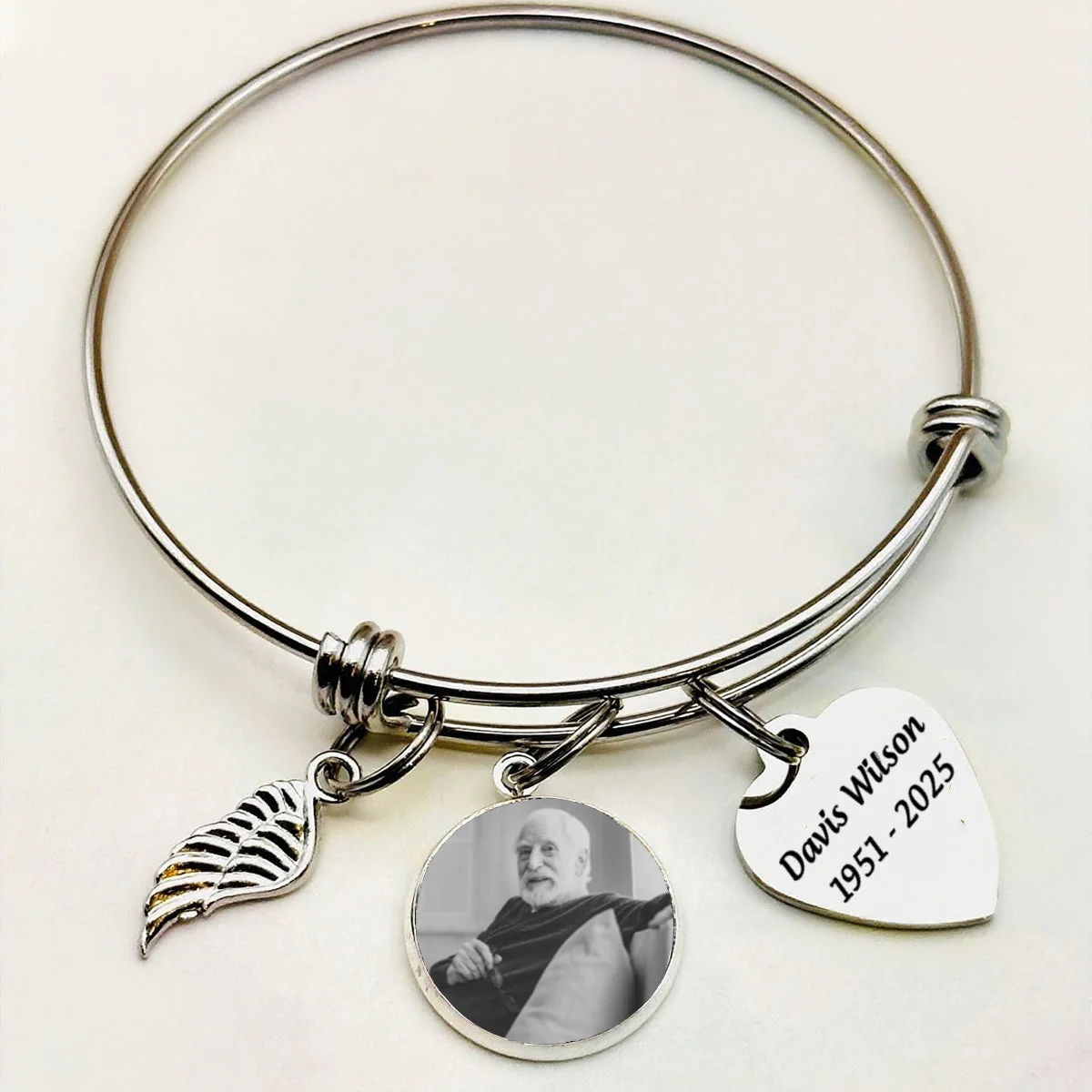 In Loving Memory Personalized Heart Charm Memorial Bracelet - Image 6