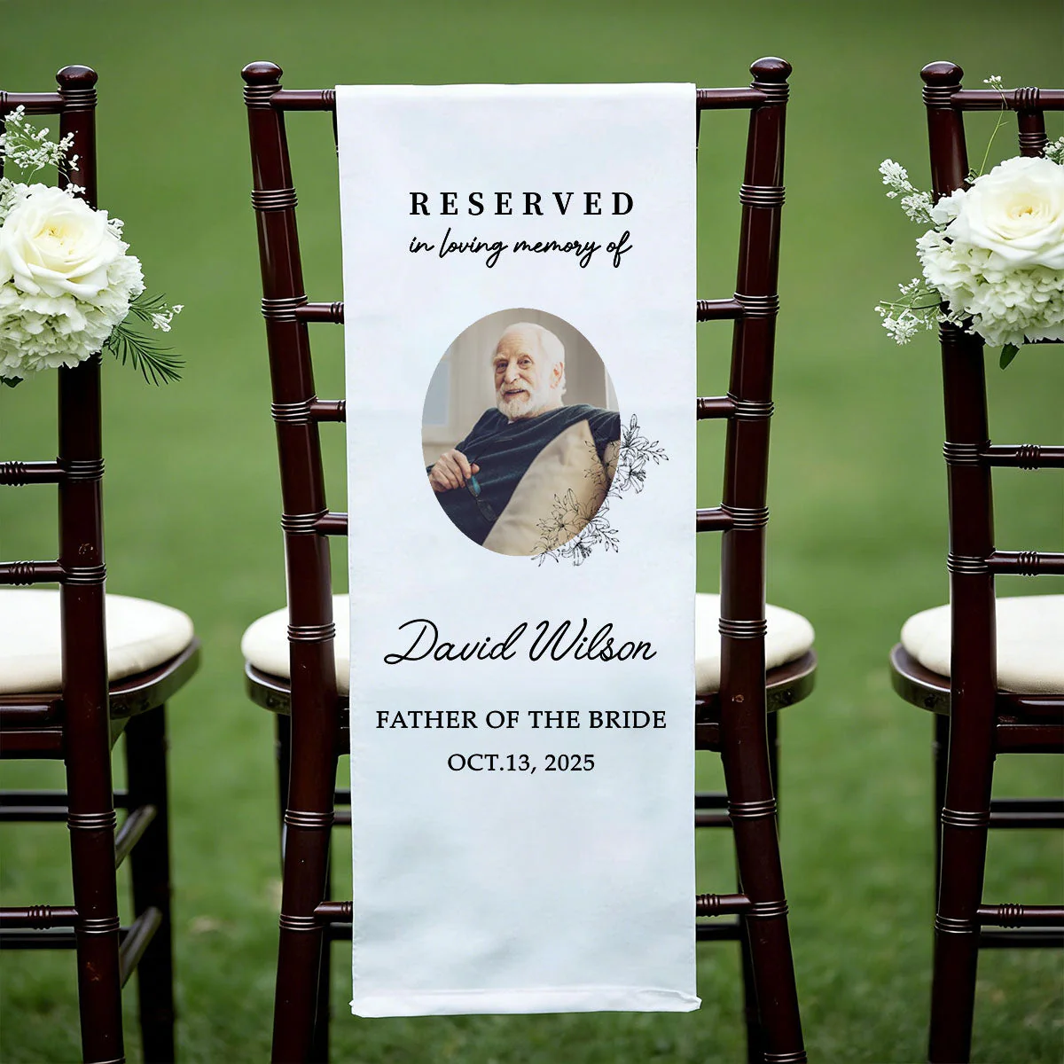 In Loving Memory Rustic Wedding Custom Photo Memorial Sign - Personalized Wedding Chair Sign Banner Reserved for Loved Ones - Image 5