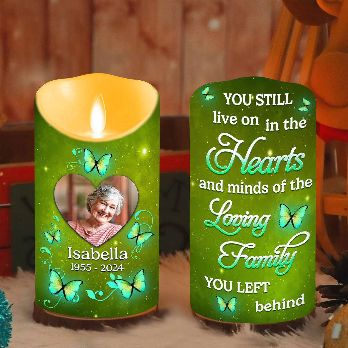 In My Heart Forever Personalized Memorial LED Candle - Image 3