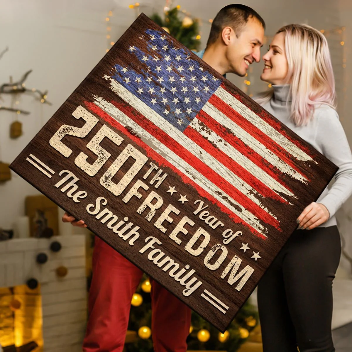 Independence Day Gift – Personalized 250 Anniversary USA Canvas Print - Image 2