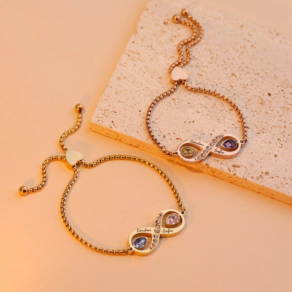 Infinite Love - Personalized Tears Of Joy Birthstones Bracelet - Image 3